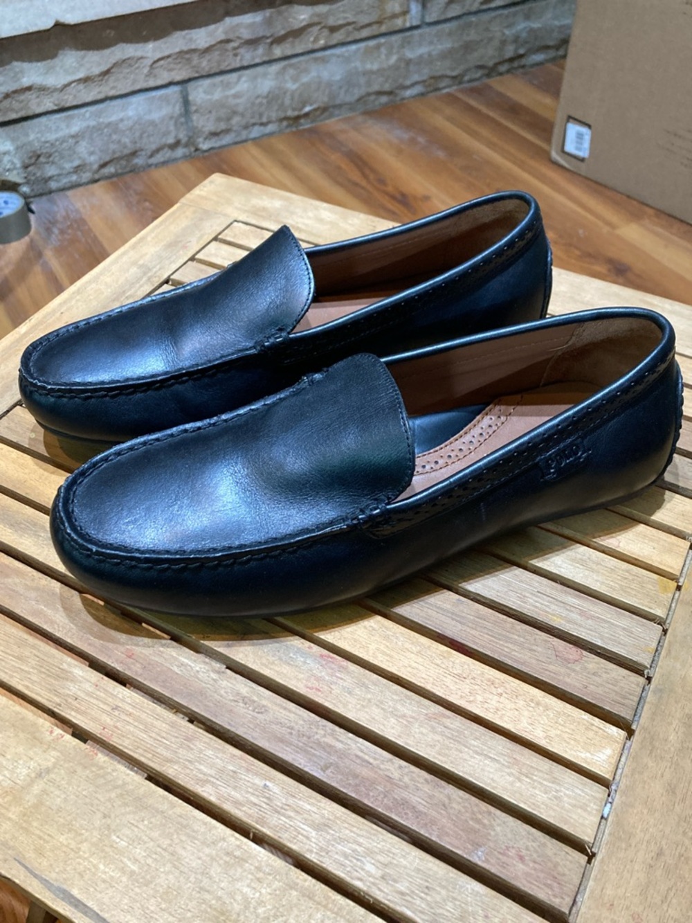 Polo Ralph Lauren Redden Driving Loafers Black Leather Slip On